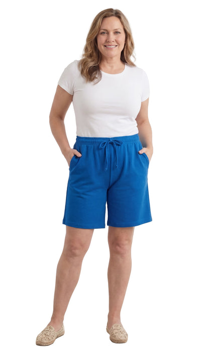 Women's Interlock Knit cotton Shorts with Elastic Waist and Adjustable Drawstring