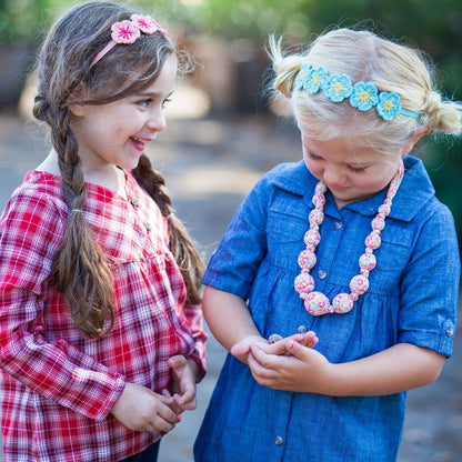 Peppercorn Kids Girls Flower Crown Headband (Age 3-8 Years) - Unique Design, Artisan Knit Hairband for Toddlers and Young Girls