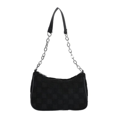 Korean Canvas Plush Crossbody Bag - Women's Trendy Square Shoulder Bag with Zipper Pocket