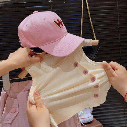 Summer Baby Girl Fashion T-Shirt and Cargo Pants Set - # GIAA212310017