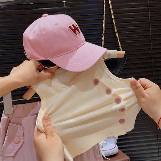 Summer Baby Girl Fashion T-Shirt and Cargo Pants Set - # GIAA212310017
